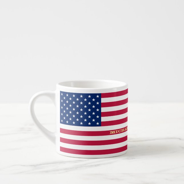 Taza De Espresso Monograma personalizado patriótico de bandera esta (Izquierda)