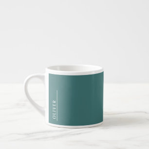 Taza De Espresso Monograma personalizado, verde acuático moderno