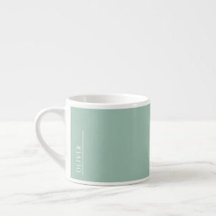 Taza De Espresso Monograma personalizado, verde sabio moderno