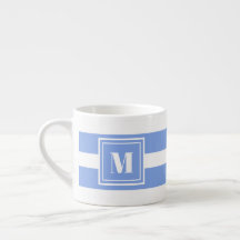 Monograma rayado azul y blanco