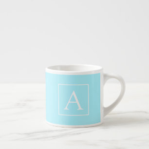 Taza De Espresso Monograma Simple Cielo Azul