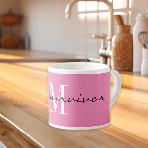 Taza De Espresso Monograma, soy una superviviente, 6oz Rosa Especia