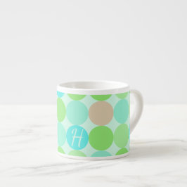 Taza De Espresso Monograma verde azul turquesa y círculo Naranja