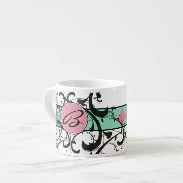 Taza De Espresso Monogramado Victoriano Flourish (Izquierda)