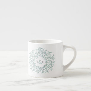 Taza De Espresso Monogramas de regalo de boda de círculo de hojas