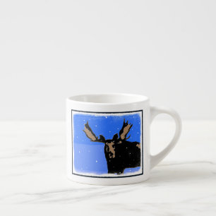 Taza De Espresso Moose in Winter - Original Wildlife Art