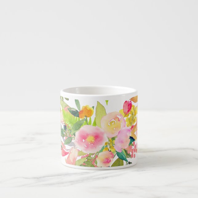 Taza De Espresso Moqueta de agua floral PixDezines/primavera (Frente)