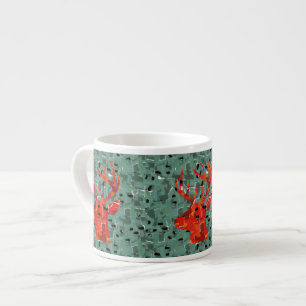 Taza De Espresso Mosaico de silueta de cabeza de ciervo
