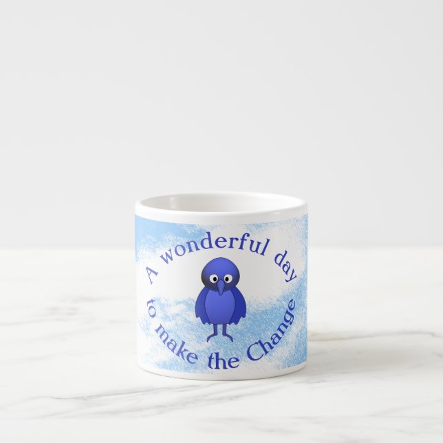 Taza De Espresso Motivación del pájaro azul (Frente)