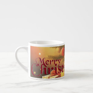 Taza De Espresso Motivo de Navidad, con regalos bajo el árbol de Na