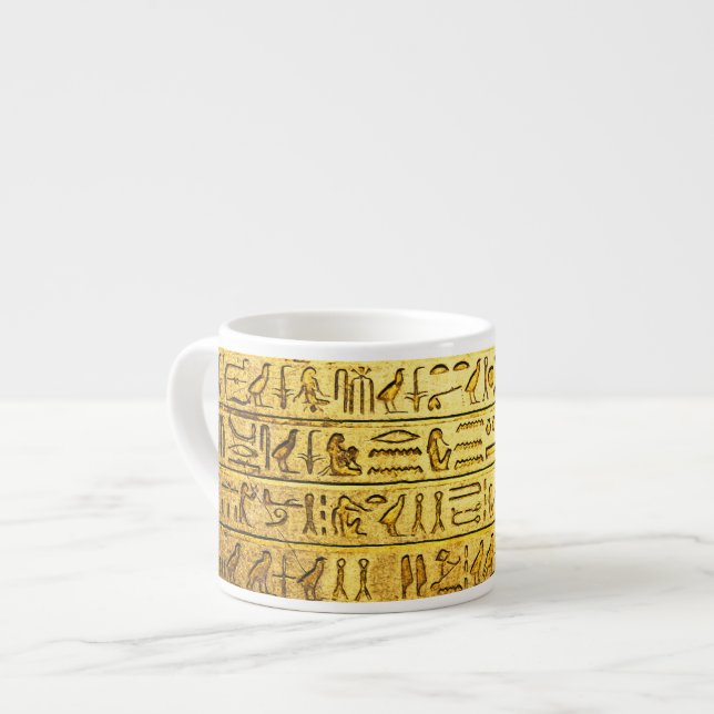 Taza De Espresso Mug de especialidad amarilla de jeroglíficos egipc (Izquierda)