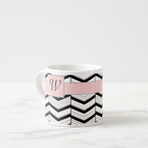 Taza De Espresso Mug de especialidad de cheurón blanco negro y Rubo