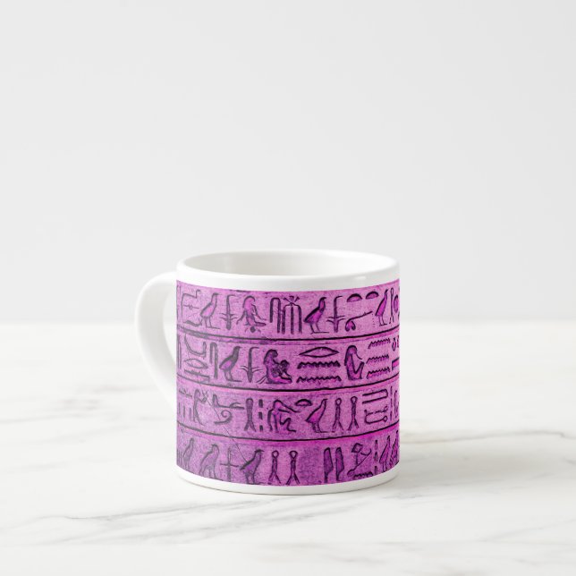 Taza De Espresso Mug de especialidad púrpura de jeroglíficos egipci (Izquierda)