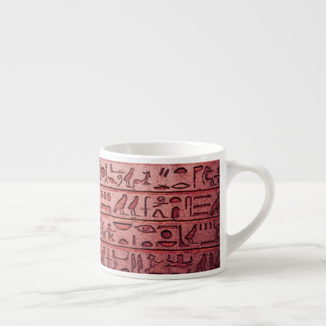 Taza De Espresso Mug de especialidad roja de jeroglíficos egipcios  (Derecha)