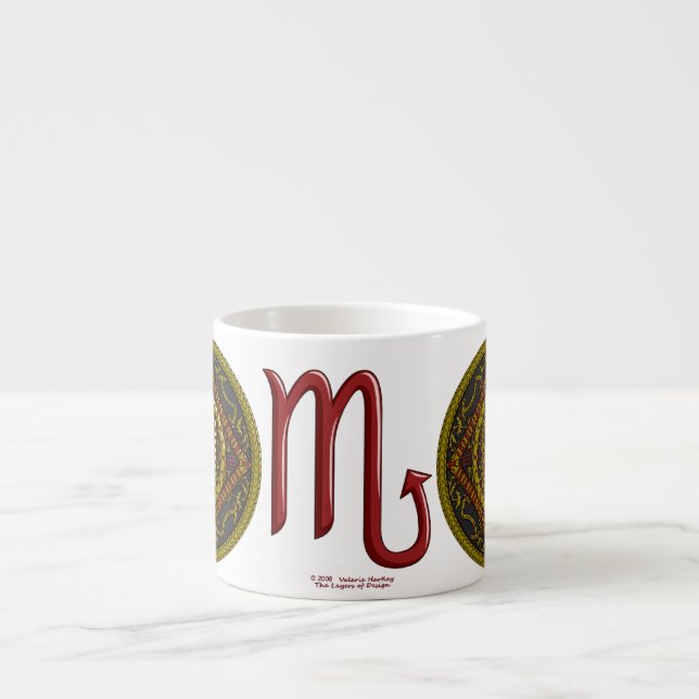 Taza De Espresso Mug de especialidad Scorpio Mandala (Frente)