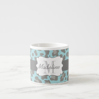 Taza De Espresso Mug de Espresso Azul y Gris de impresión Leopardo