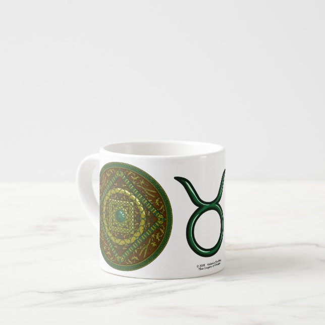 Taza De Espresso Mug de la especialidad de Taurus Mandala (Izquierda)