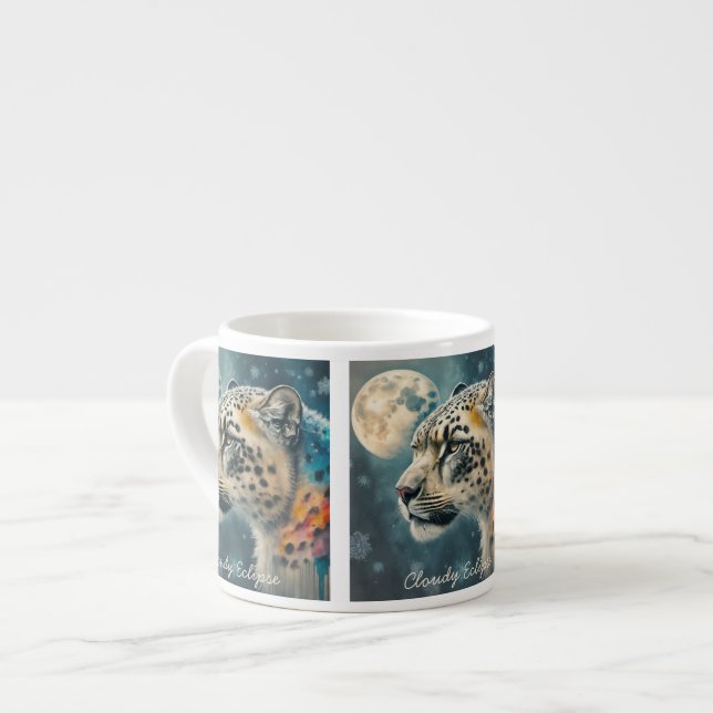 Taza De Espresso Mug de la especialidad del leopardo de la nieve (Izquierda)