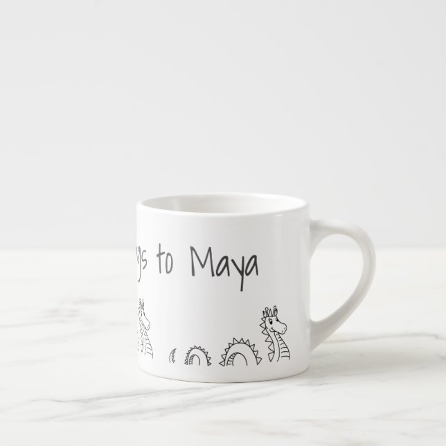 Taza De Espresso Mug de niño personalizado - Monstruo de Loch Ness (Derecha)