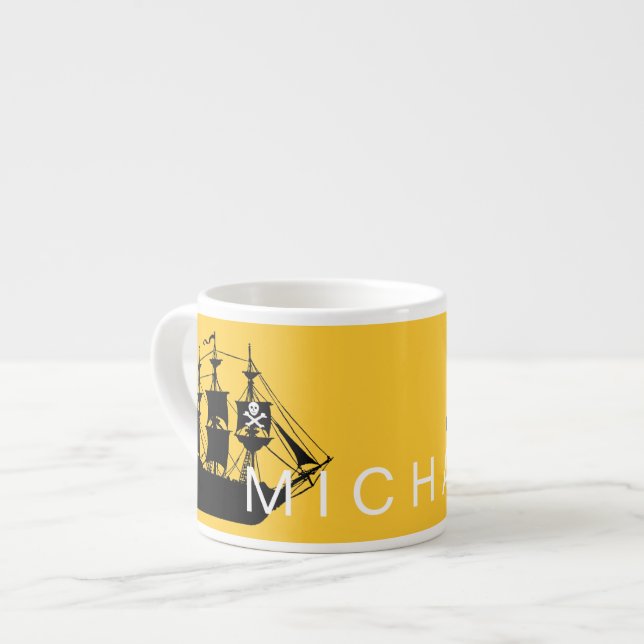 Taza De Espresso Mug de niño pirata pirata personalizado (Izquierda)