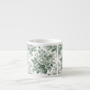 Taza De Espresso Mug Delft Verde, Mug Floral Verde, Mug Primavera,