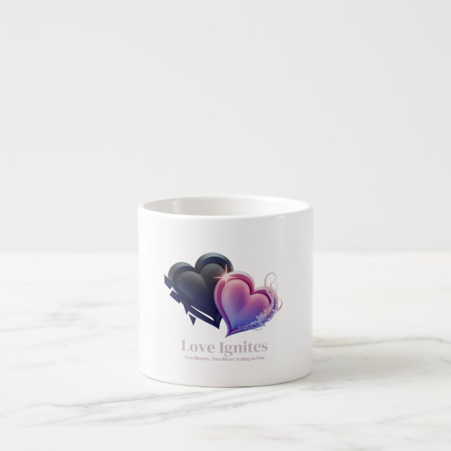 Taza De Espresso Mug romántica de dos corazones (Frente)