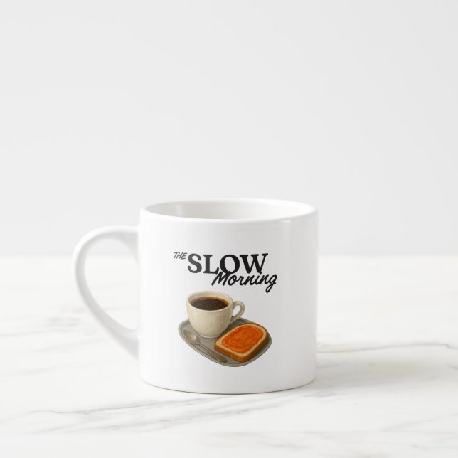 Taza De Espresso Mug with coffee and toast illustration (Izquierda)