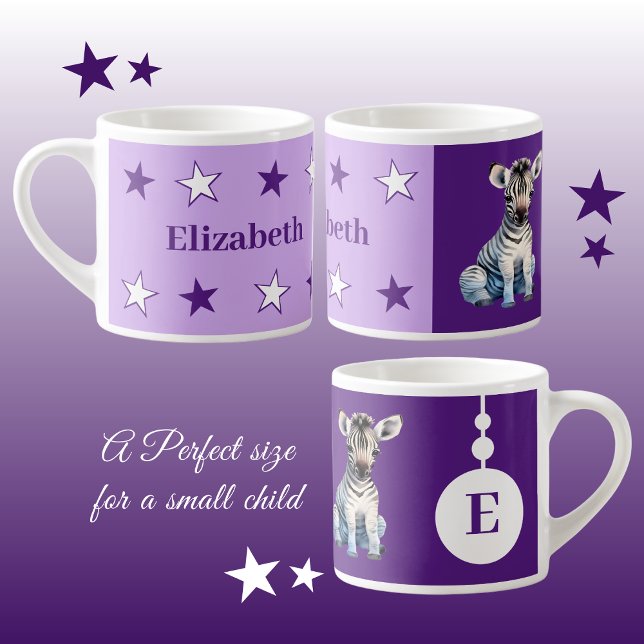 Taza De Espresso Mugre de cebra infantil nombre personalizado morad (Subido por el creador)