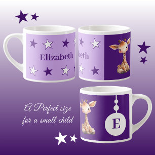 Taza De Espresso Mugre de jirafa infantil nombre personalizado mora