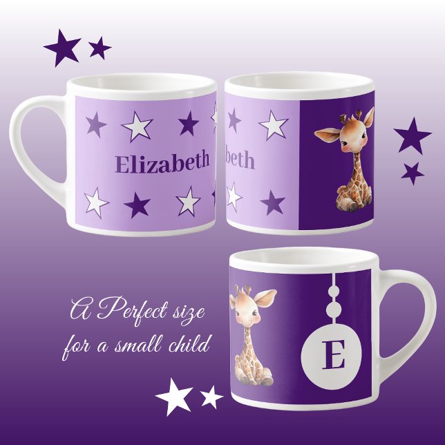 Taza De Espresso Mugre de jirafa infantil nombre personalizado mora (Subido por el creador)