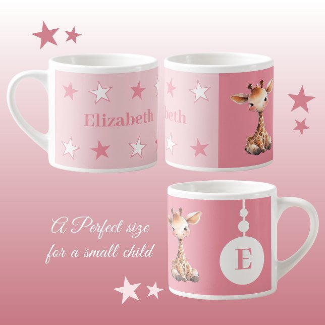 Taza De Espresso Mugre de jirafa infantil nombre personalizado rosa (Subido por el creador)