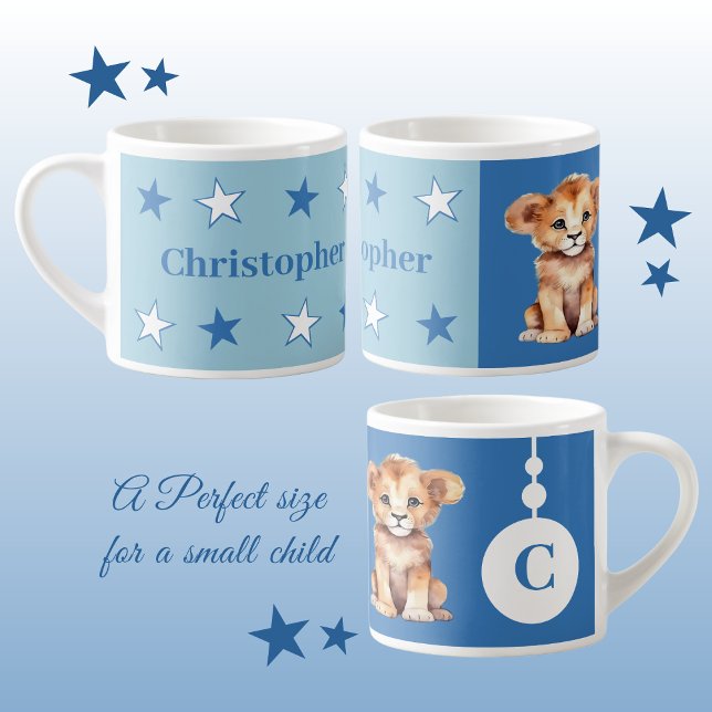 Taza De Espresso Mugre de león infantil nombre personalizado azul (Subido por el creador)