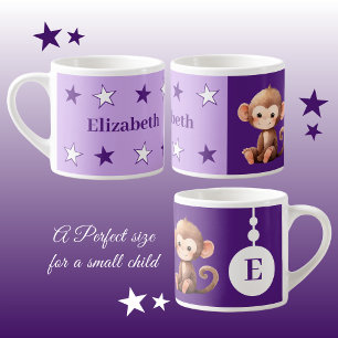 Taza De Espresso Mugre de mono para niños nombre personalizado mora