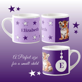 Taza De Espresso Mugre de tigre infantil nombre personalizado morad