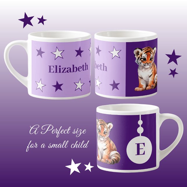 Taza De Espresso Mugre de tigre infantil nombre personalizado morad (Subido por el creador)