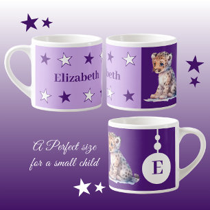 Taza De Espresso Mugre leopardo de los niños nombre personalizado m
