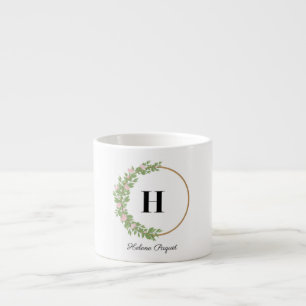 Taza De Espresso Mugs: Elegancia blanca con verde y negro