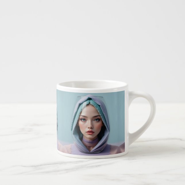 Taza De Espresso Mujer de arte de arena con facetas (Derecha)