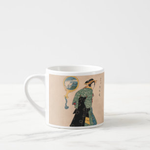 Taza De Espresso Mujer de kimono japonés antiguo Ukiyo-e grabado en