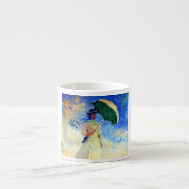 Taza De Espresso Mujer Monet con una sombrilla a la derecha (Frente)