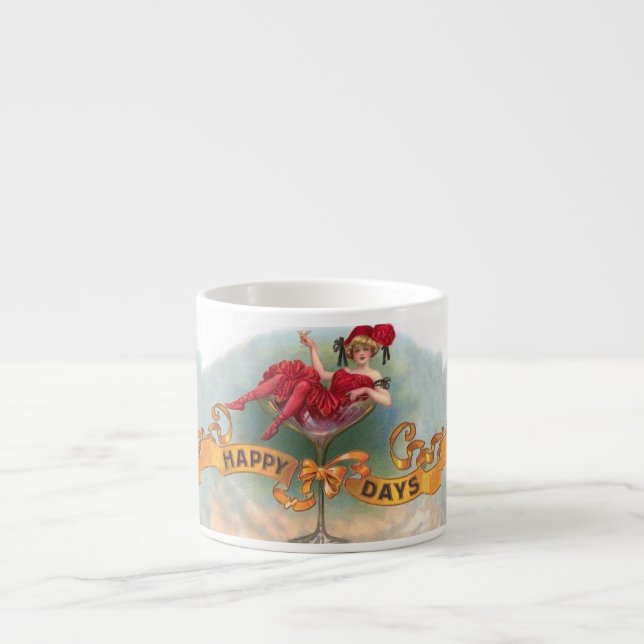 Taza De Espresso Mujer victoriana Red Champagne feliz (Frente)