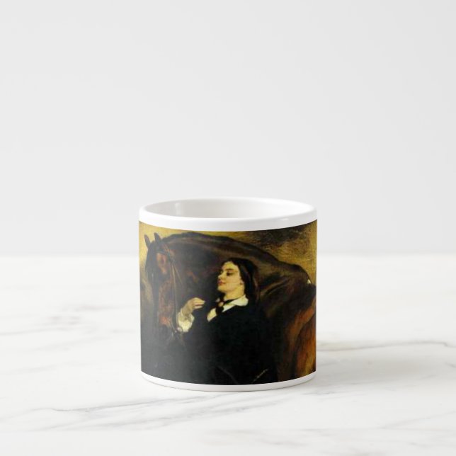 Taza De Espresso Mujer y caballo (Frente)
