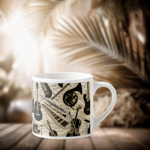 Taza De Espresso Música de hojas e instrumentos Black/Gold ID481