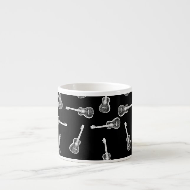 Taza De Espresso Música negra y blanca del diseño de las guitarras (Frente)