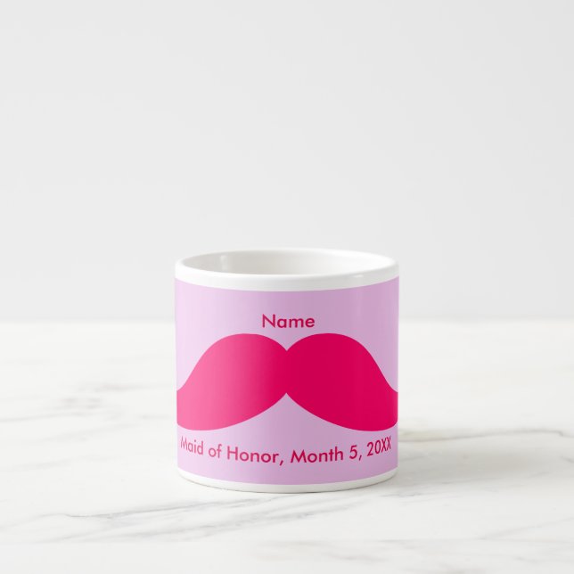 Taza De Espresso Mustache Espresso Mug, doncella rosa de honor (Frente)
