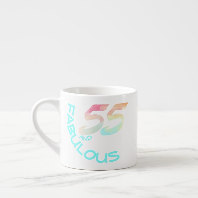 Taza De Espresso Nacimiento del arcoiris de 55 años en la acuarela  (Izquierda)