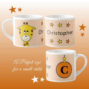 Taza De Espresso Naranja de jirafa dulce amarillo con estrellas de 