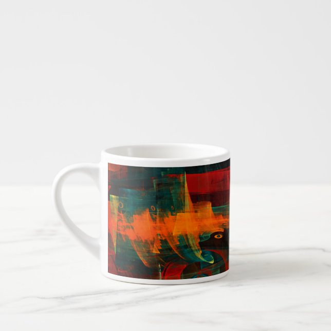 Taza De Espresso Naranja del agua Azul Rojo Azul Moderno Resumen Pa (Izquierda)