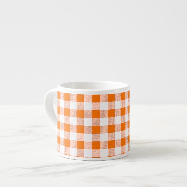 Taza De Espresso Naranja Gingham Check Pattern (Izquierda)