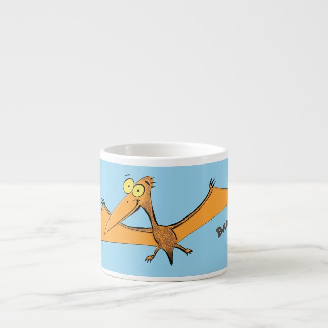 Taza De Espresso Naranja lindo y gracioso personalizado pterodáctil (Frente)